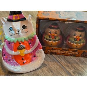 Johanna Parker Thanksgiving Squirrel Spoon rest & Turkey Salt Pepper Set Critter
